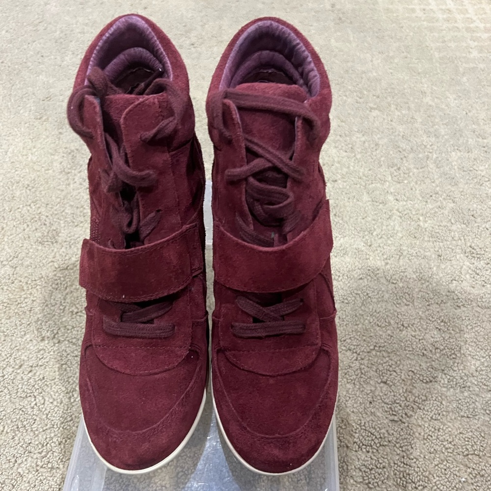 Ash Bowie Limited Ltd Women's Maroon Suede Hidden Wedge Sneakers Sz 36.